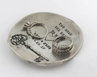 Ring Holder - Ring Dish - Ring Plate - Ring Bowl - Jewelry Dish - Trinket Dish - Personalized Dish - Vintage Key Dish - Valentine's Day Gift