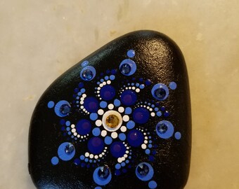 Hand-painted mandala rock #21