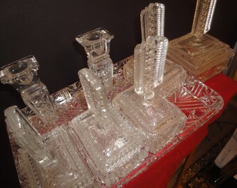Art Deco style cut glass dressing table set