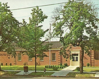Vintage 1950s Postcard New Jersey Bridgeton USPS Post Office Building Snail Mail Federal Architecture Photochrome Era Postally Unused