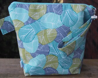 Yarn Stash Zippered Pouch Knitting Project Bag/ Pcckets