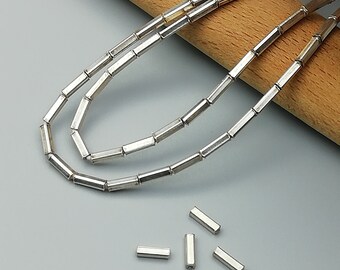 20 Sterling Silver Plain Rectangular Beads | 97% Sterling Silver Karen Hill Tribe Beads | KB01