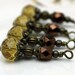 Golden Yellow Crystal Rondelle and Copper Czech Beaded Dangle Charm Drop Pendant, Earring Dangle