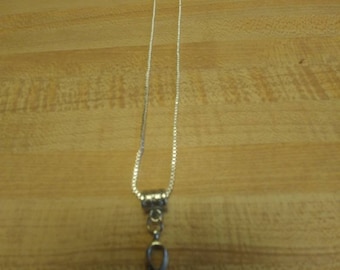 Hope ribbon charm on 925 silver chain