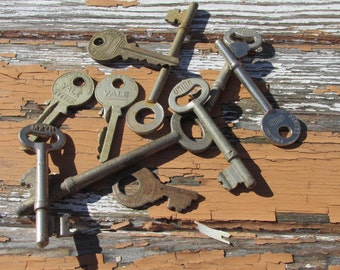 A Collection of 10 Old Skeleton Keys and Vintage Keys