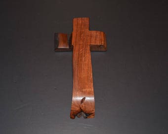 Wood Cross; Christian Gift; Home Decor; Wood Gifts; Wedding Gift; Live Edge; Mesquite;4.5"x9"x1"; Free Ground Shipping USA; cc20-2061617