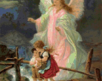 Vintage Guardian Angel Cross Stitch pattern PDF - Instant Download!