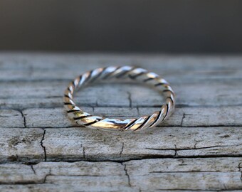 Twist Ring, Rope Ring, Rings, Stackable Rings for Women, Sterling Silver Ring, Silver Ring, Silver Jewellery, Midi Ring, Silver, JR0012