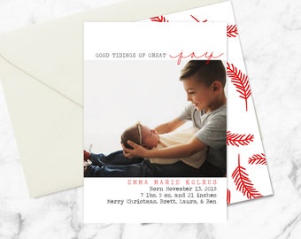 Good Tidings of Great Joy - Holiday Photo Card Birth Announcement - Christmas Birth Announcement - Digital or Printable Baby Christmas Card