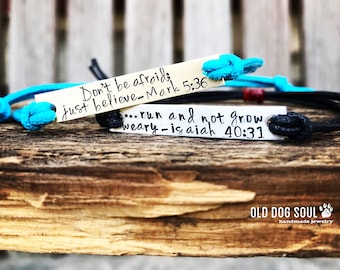 2 personalized hand stamped bracelets customized religious jewelry gift friendship bracelet best friend gift matching couples bracelets,