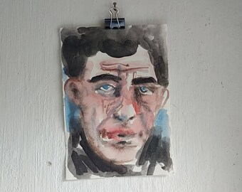Alberto Giacometti - Original Male Portrait Painting - Watercolor on Paper - Modern Portrait - Artist - Giftideas - Wallart - Artwork