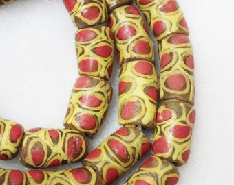 Eye Design African Krobo Beads (8), Ethnic Beads , African Glass Beads (A21)