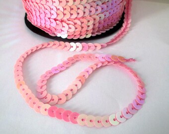 5 m Ribbon (1) 6mm pink sequin trim