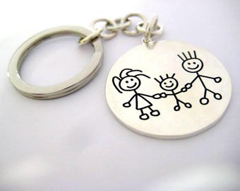 Silver Family Key Chain