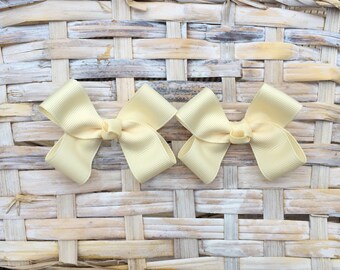 Cream Hair Bows,Pigtail Hair Bows,Baby Hair Bows,Toddler Hair Bows,Non Slip,3 Inch Bows