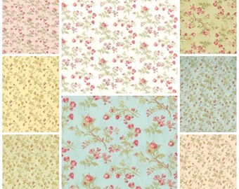 Paris flea market Seaside Rose fabric | Set of 8 Fat Quarters | 3 Sisters Moda