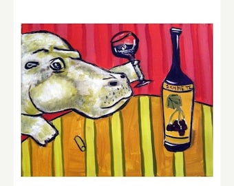 25% off Hippopotamus at the Wine Bar Art Print