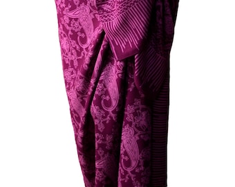 Batik Sarong Womens Clothing Beach Sarong Skirt - Swimsuit Cover Up - Violet Purple Fantasy Sarong Pareo Wrap Skirt Handmade Batik Pareo