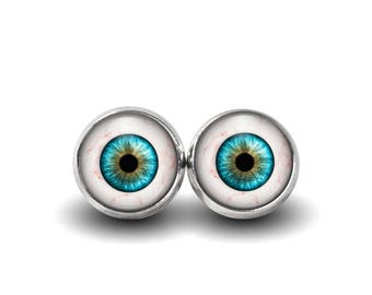 Eyeball Earrings, Human Eye, Evil Eye Stud Earrings, Glass Eyes, Weird Earrings, Creepy, Glass Eye Earrings