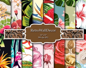 Floral Digital Paper Floral Pattern Scrapbook Floral Decoupage Paper Exotic Flower Background Roses Background Paper 12x12 Buy 2 Get 1 FREE