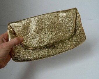 Vintage 1960s Gold Ingber Gold Deep Clutch