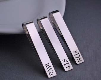 Monogram Tie Clip, Gift for Groomsman, Custom Tie bar, Wedding Gift for Him, Personalized Gift for Him