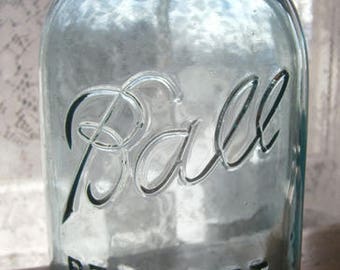 Vintage Ball Jar, Blue Jar, Perfect Mason, Blue Ball Mason