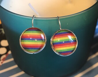 RainBow Pride cabochon earrings- 16mm