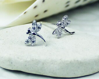Sterling Silver Dragonfly Earrings – Silver Earrings – Everyday Jewelry