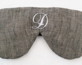 Natural Linen and Silk Monogrammed Eye Mask Sleep Mask