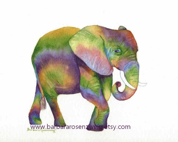 Elephant Art Print Baby Elephant Painting Watercolor