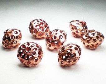 13.75mm Solid Copper Beads Large Copper Beads 7 pcs. GC-313