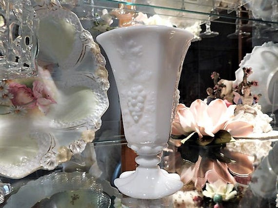 Milk Glass Vase / Paneled Grape / Westmoreland