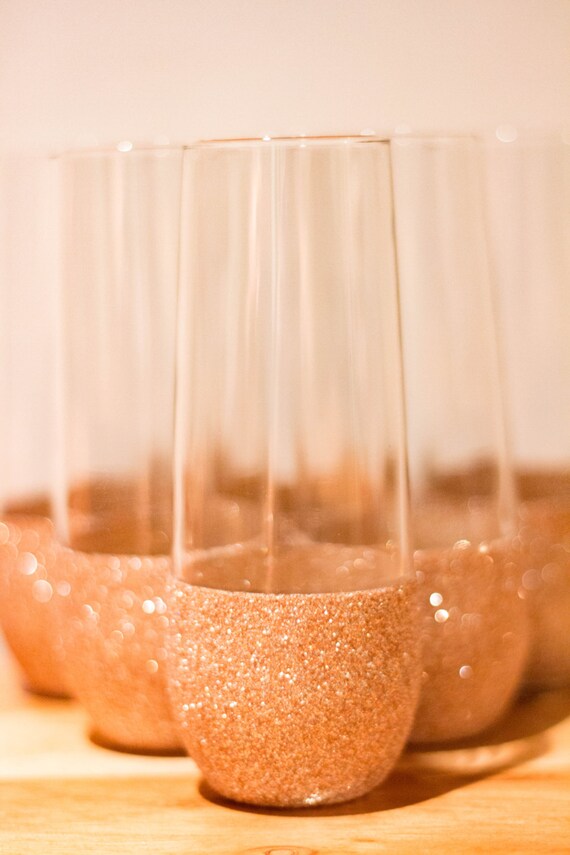 Rose Gold Stemless Champagne Flute