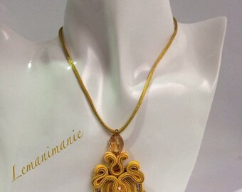 Amber pendant soutache/amber soutache pendant
