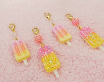 Popcicle keychains / ice cream keychain / kawaii food / kawaii ice cream / pink resin charm / fairy kei accessories/ kawaii accessories