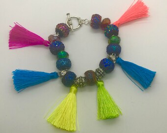 Bauble Bracelet on a Silver plated chain