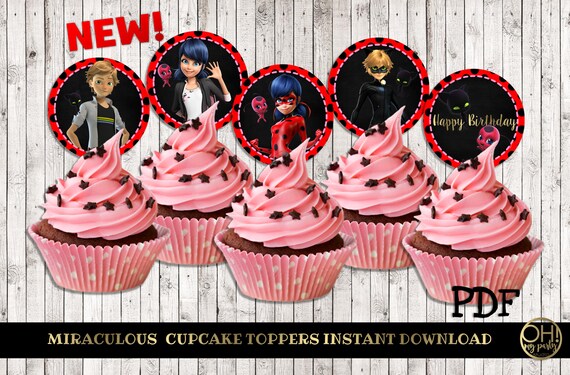 MIRACULOUS LADYBUG cupcake toppers miraculous ladybug party MIRACULOUS LADYBUG cupcake toppers miraculous ladybug party