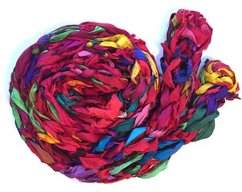Red handmade scarf - multicolor