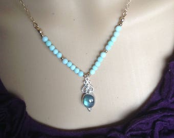 Labradorite and Peruvian Blue Opal Necklace