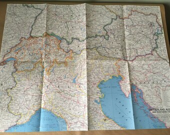 1965 National Geographic Map Switzerland, Austria, Italy, Yugoslavia