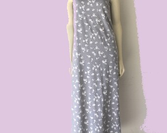 90's Vintage Heather Grey French Terry Knit Spaghetti Strap Shift Dress
