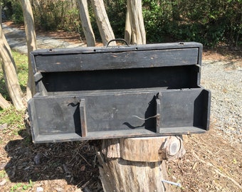 Vintage Drop Front Tool Box, Tool Chest, Carpenters Tool Box, Wood Tool Box