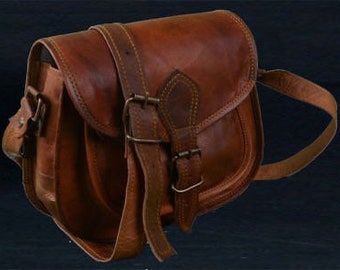 New Women Vintage Brown Leather Messenger Cross Body Bag Handmade Purse