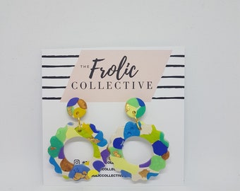 Medium Hoop Dangles / Polymer Clay / Seaglass Collection 859