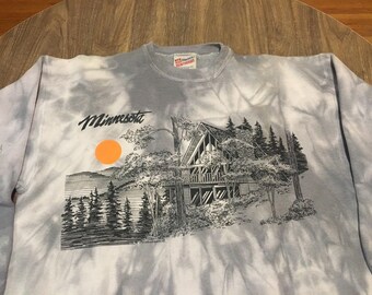 vintage tie dye Minnesota lake house cabin XL Sweatshirt 1990 90s outdoors north