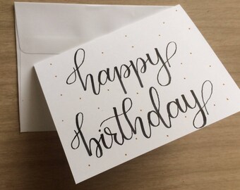 5 pack hand lettered Happy Birthday cards 4.25x5.5 in