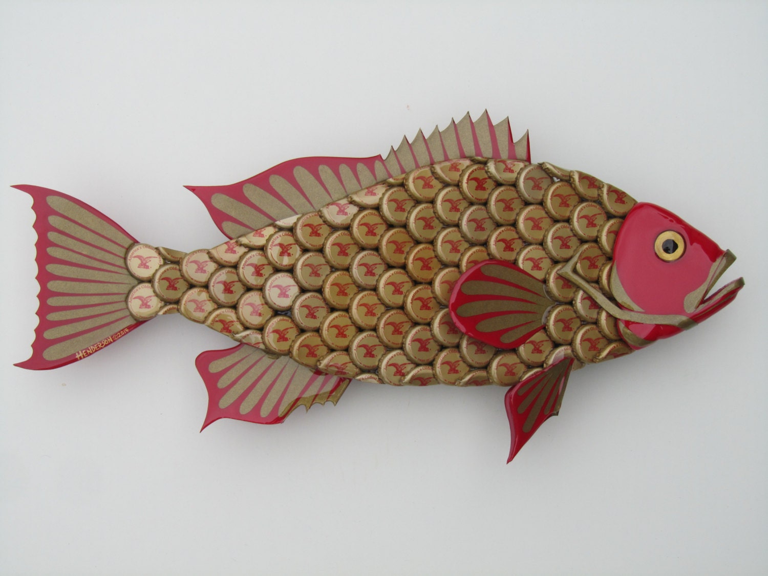 Metal Bottle Cap Fish Small made with Yuengling Bottlecap