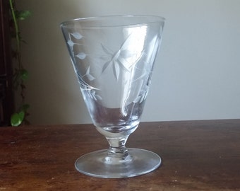 Set of six vintage etched crystal short stemware