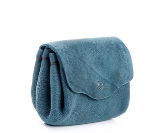 blue turquoise leather wallet women's leather wallet - leather accordion wallet - leather clutch wallet purse - gift for her - FLORAW